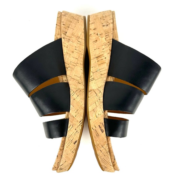 Kork-Ease Menzie Banded Wedge Cork Slide Sandals Black Leather NWOB Size 10M - Picture 6 of 12